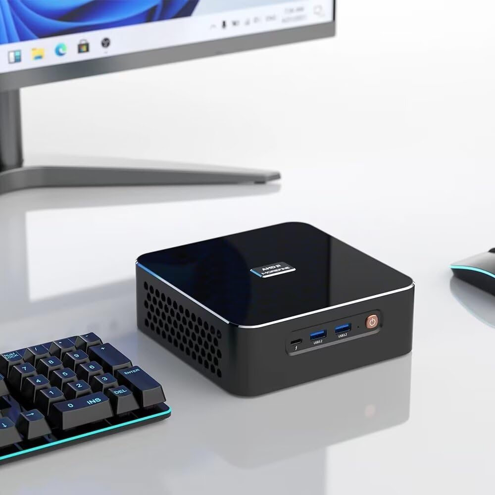 Tuofudun AI Mini PC with Ryzen 9 8945HS | 2x DDR5 RAM | 2x PCIe 4.0 | Dual 2.5G LAN | Windows 11 | WiFi 6 | Compact Gaming Desktop Computer for Home Office, Streaming & Esports