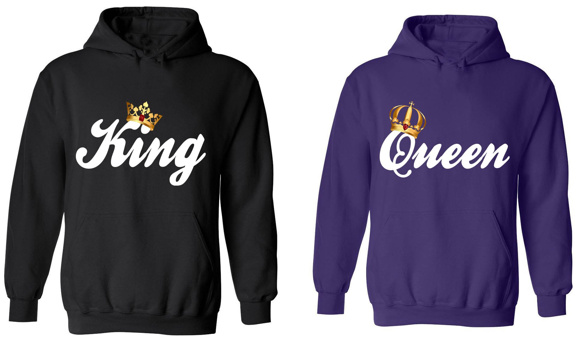 King & Queen Matching Couple Hoodies - His & Her Sweatshirts for Valentine's Day, Anniversary Gifts & Couple Outfits