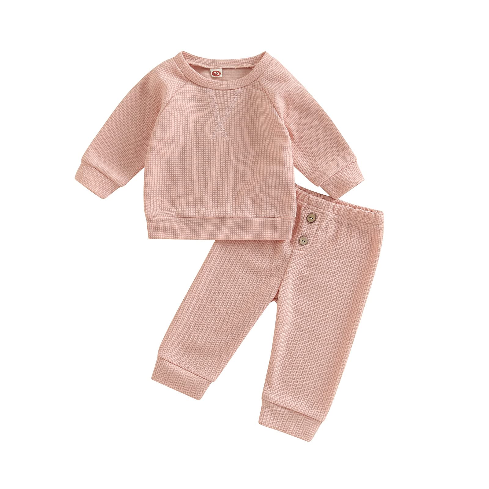 Soft Waffle Cotton Baby Outfit Set - Long Sleeve Pullover & Pants for Boys & Girls | Cozy Fall & Winter Casual Wear for Infants | Perfect for Playdates, Family Photos & Holiday Gatherings