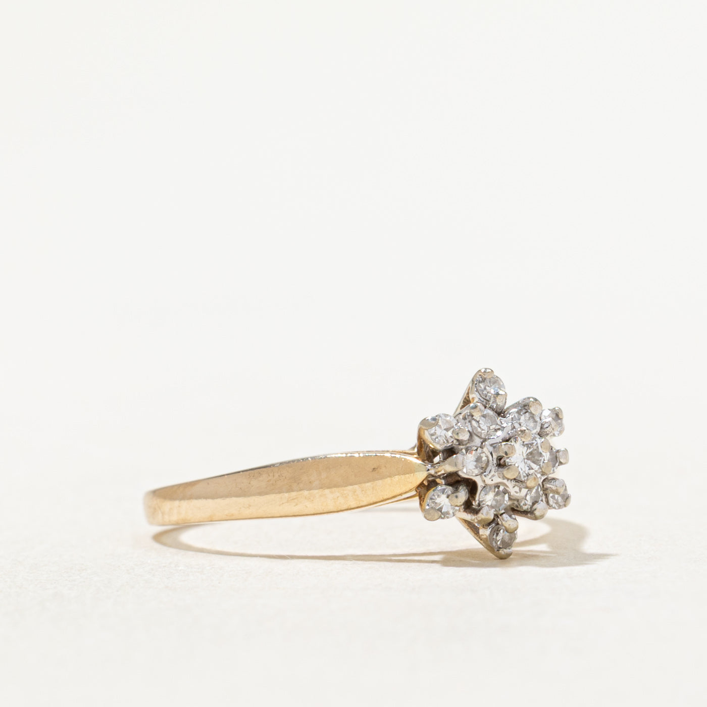 0.14ctw Diamond Cluster Petal Ring for Women - Size 5.75 | Elegant Floral Engagement Wedding Band | Perfect for Anniversary, Proposal & Special Occasions