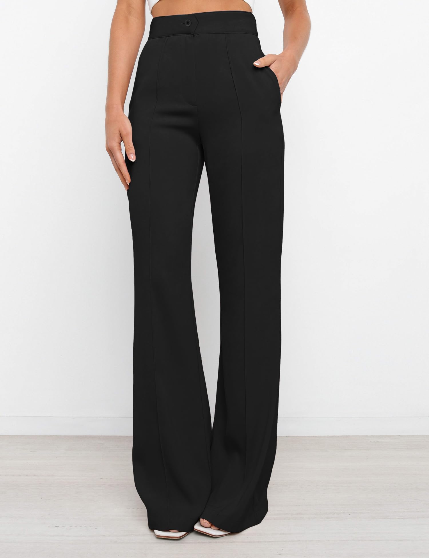 Women's High Waist Casual Dress Pants - Lightweight Wide Leg Office Trousers with Pockets | Comfortable Work Pants for Business & Professional Wear | Perfect for Office, Business Meetings & Formal Occasions