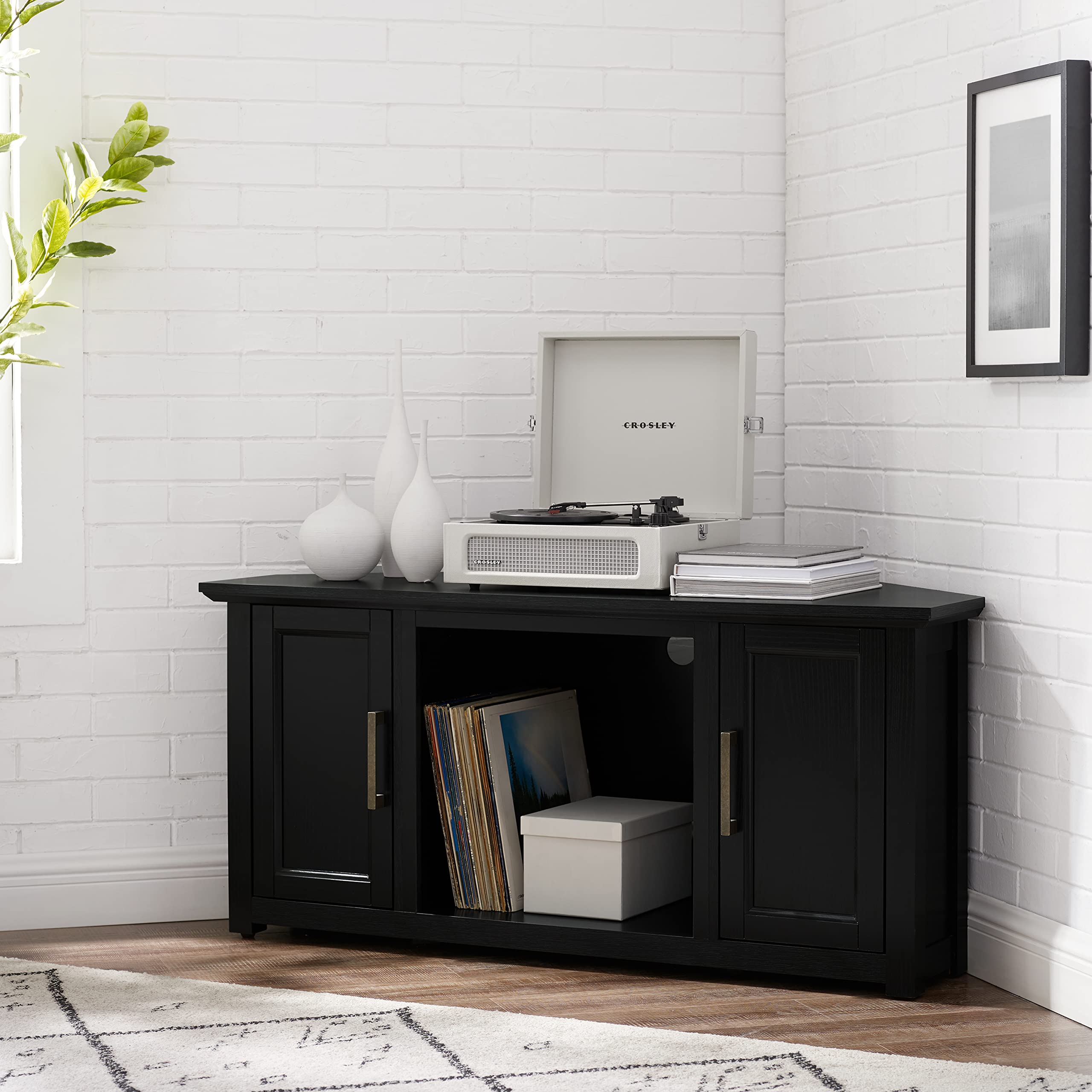 Crosley Camden TV Stand for 50+ Inch TVs - Black Entertainment Center with Adjustable Shelves | Perfect for Living Room, Home Theater & Media Storage
