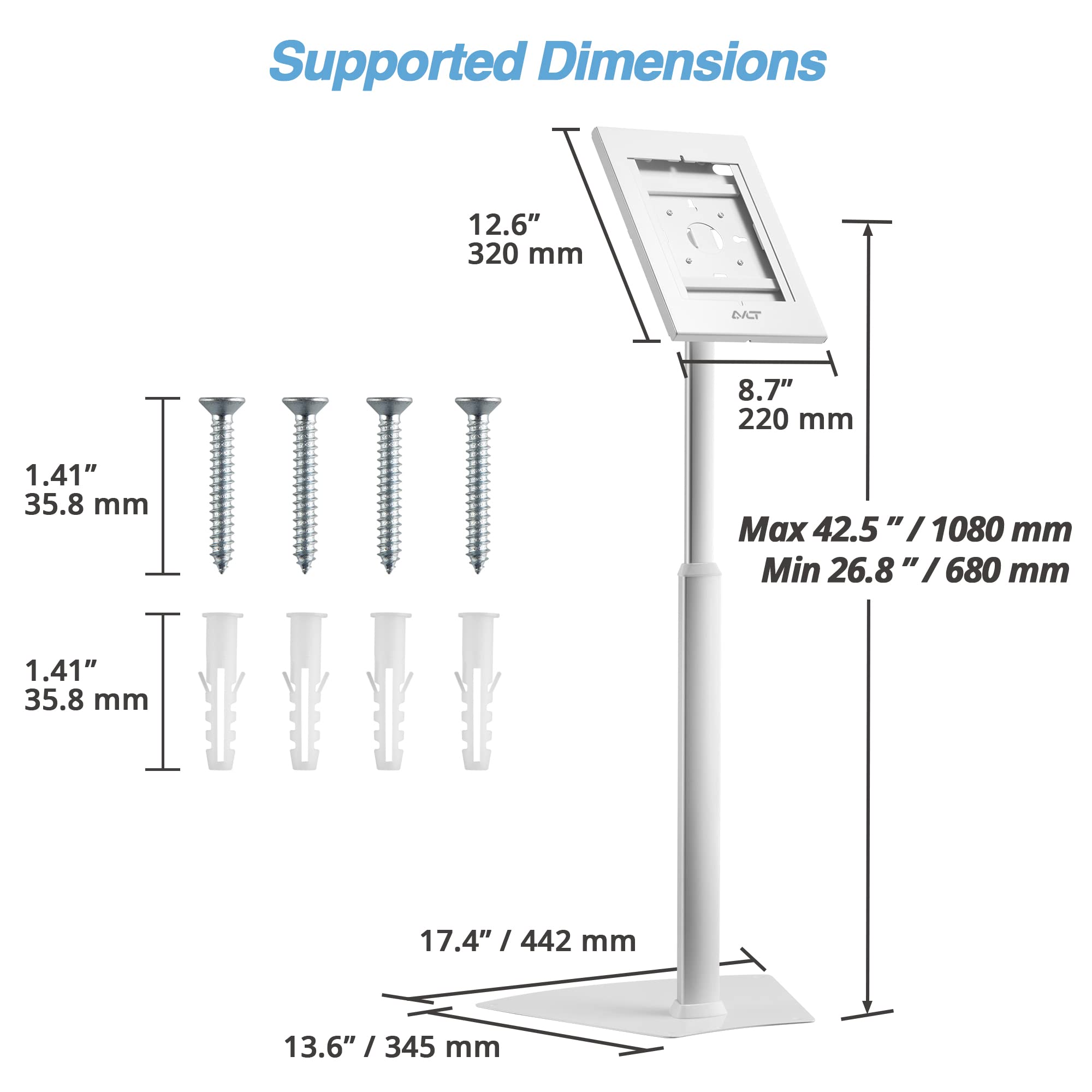 AVLT Adjustable Anti-Theft Tablet Floor Stand - 10.5