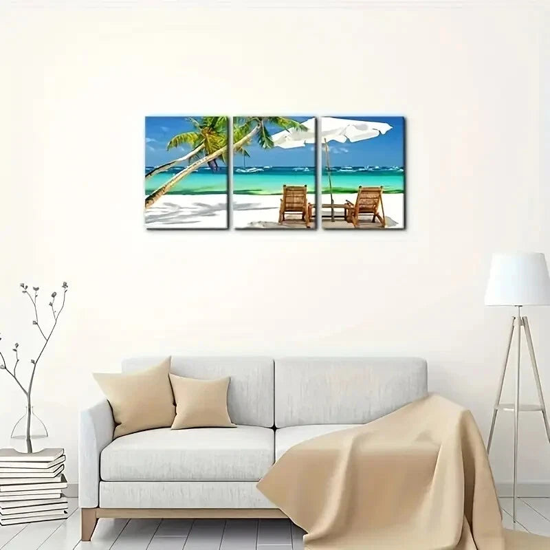 3-Piece Tropical Beach Vacation Metal Wall Art Prints - Ready to Hang Coastal Decor for Living Room, Bedroom & Office