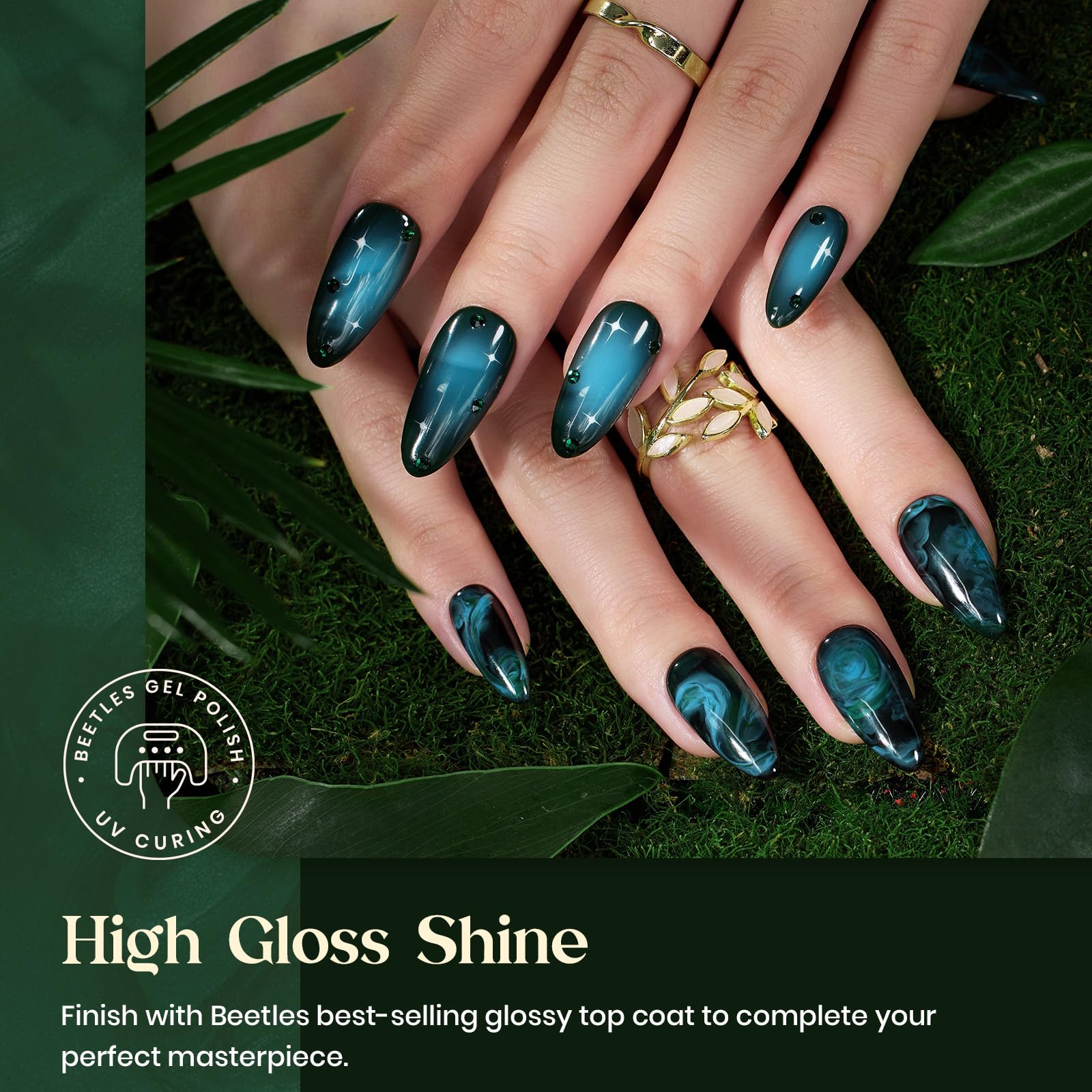 Beetles Green Gel Nail Polish Set - 6 Colors Forest Dark Green Soak Off UV LED Gel Polish Kit for DIY Manicure | Home & Salon Use | Perfect for Fall/Winter Nail Art & Special Occasions