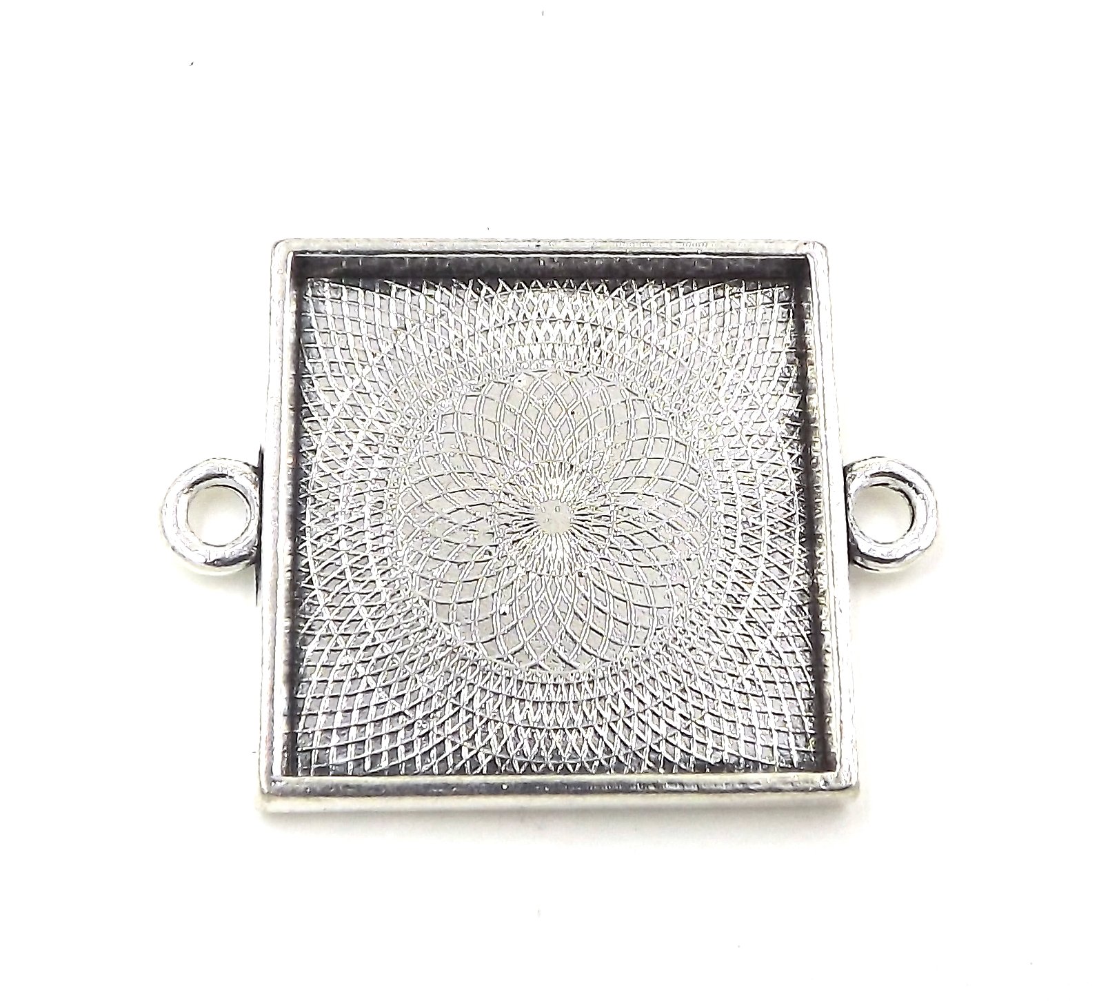 10 Pack Antique Silver 1 Inch Square Connector Pendant Trays - Jewelry Making Supplies for Cameo Bezel Settings & Photo Jewelry - DIY Custom Necklace, Bracelet & Earring Components - Perfect for Handmade Gifts & Craft Projects