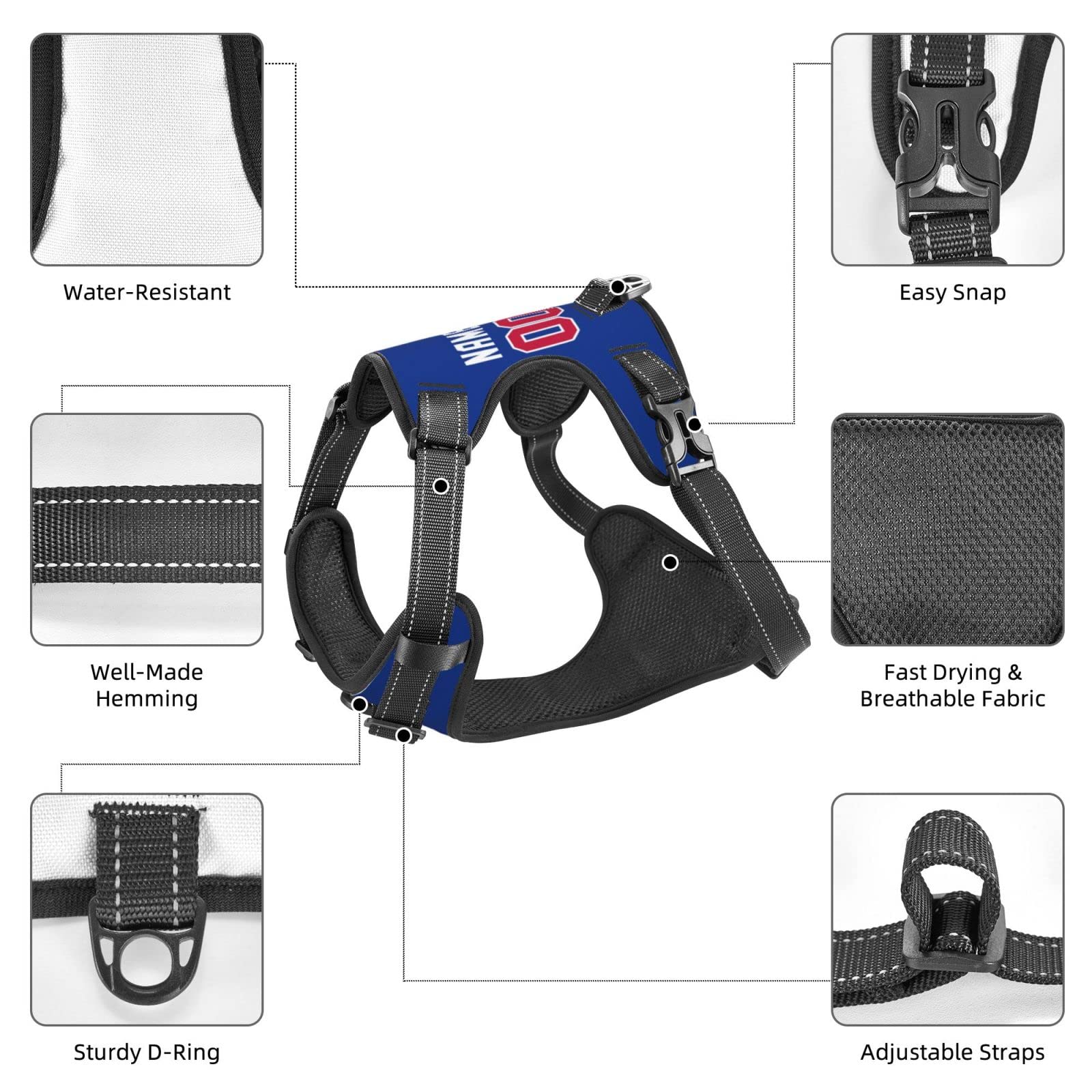 Custom Personalized Dog Harness with Name & Phone Number - Reflective Adjustable Pet Vest for Small Medium Large Dogs & Cats - Perfect for Walking Running Outdoor Adventures & Nighttime Safety