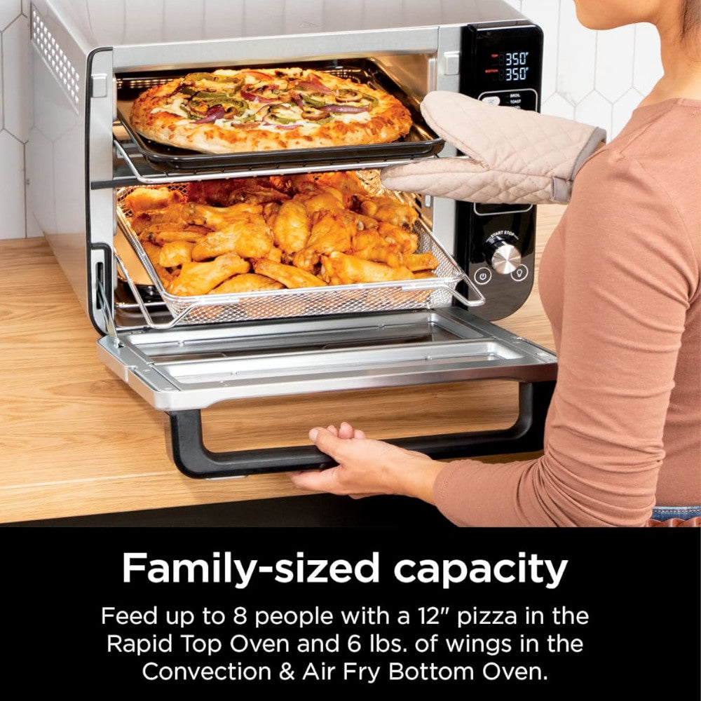 NINJA DCT401 12-in-1 Double Oven with FlexDoor, FlavorSeal & Smart Finish - Certified Refurbished with Home Essentials Warranty - Perfect for Baking, Roasting & Air Frying in Your Kitchen