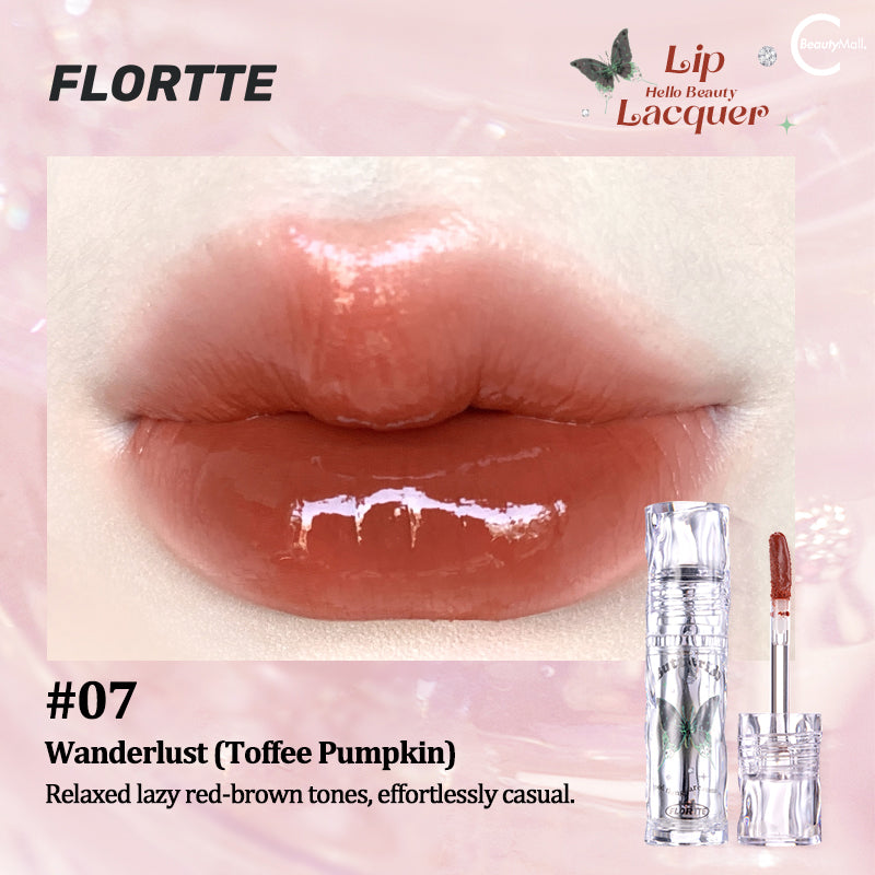 FLORTTE Gorgeous Merlia Lip Lacquer - Long Lasting Glossy Lipstick with Hydrating Formula, Vegan & Cruelty Free - Perfect for Date Night, Parties & Everyday Wear