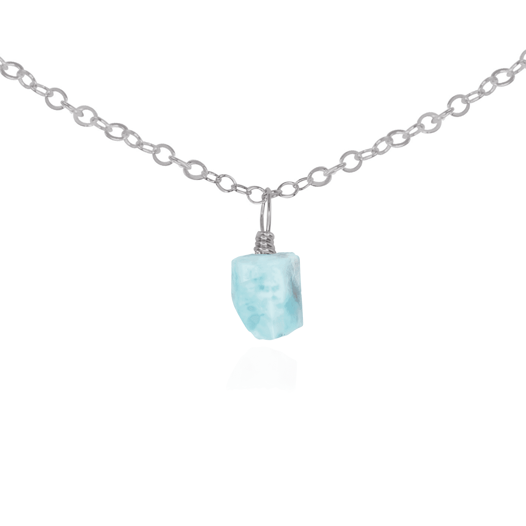 Natural Tiny Rough Larimar Gemstone Pendant Choker Necklace - Handmade Blue Stone Jewelry for Women, Boho Beach Style, Perfect for Casual Wear & Gift Giving