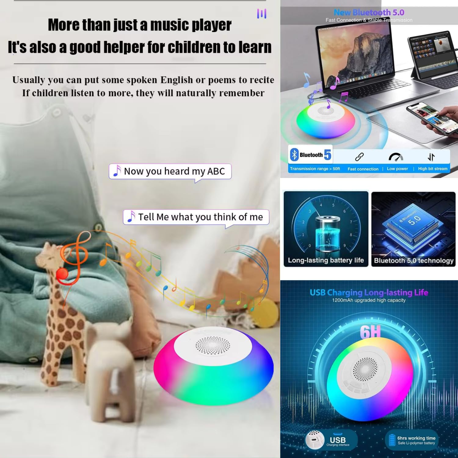 Portable Bluetooth Speaker with Colorful Lights, IPX7 Waterproof Floating Pool Speaker, 8 Light Modes, Hands-Free Hot Tub & Jacuzzi Speaker, Perfect for Pool Parties, Beach Trips, and Outdoor Adventures