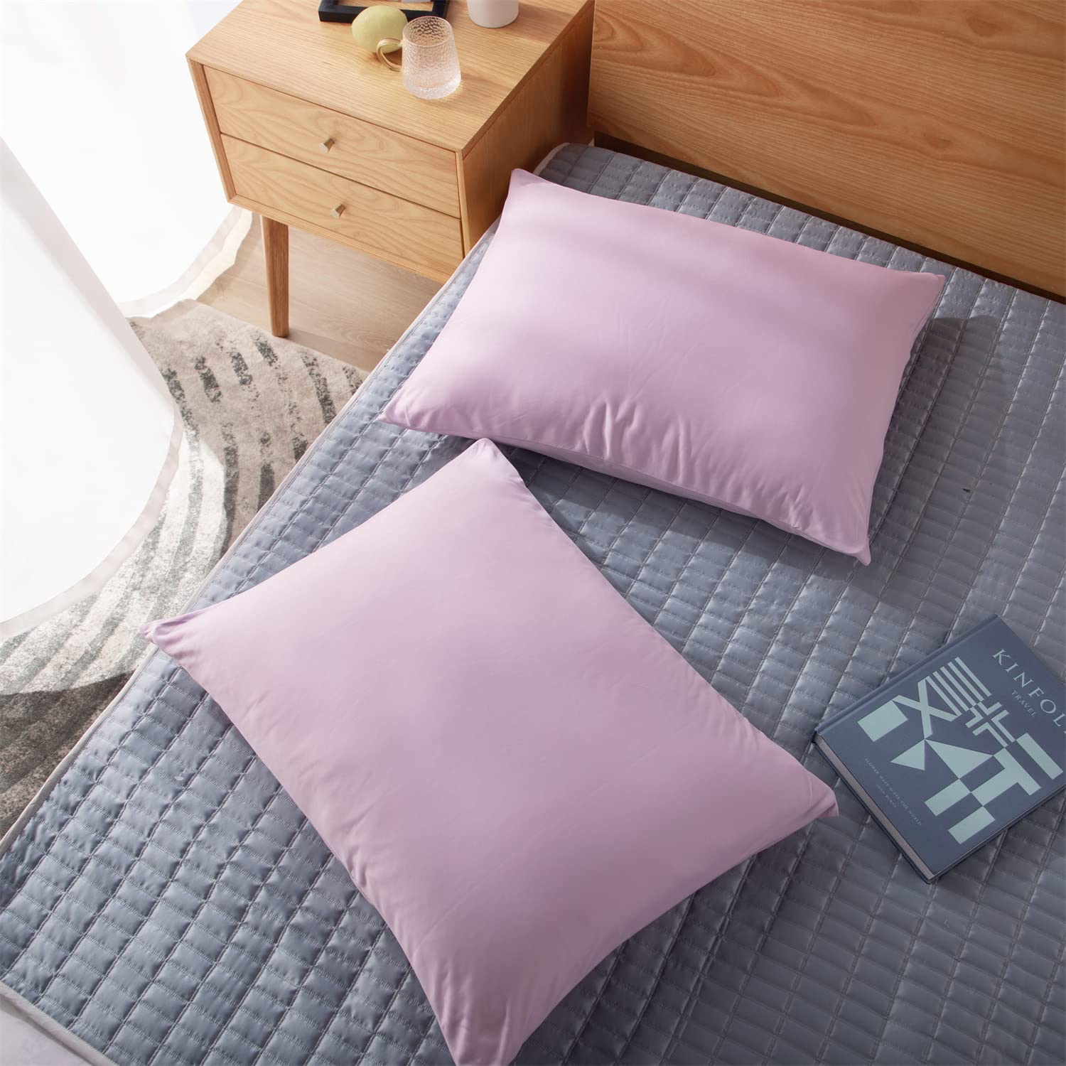 KASENTEX Zippered Pillowcase Set of 2 - 20x26 Standard/Queen for Hair & Skin Care - Home & Travel Use
