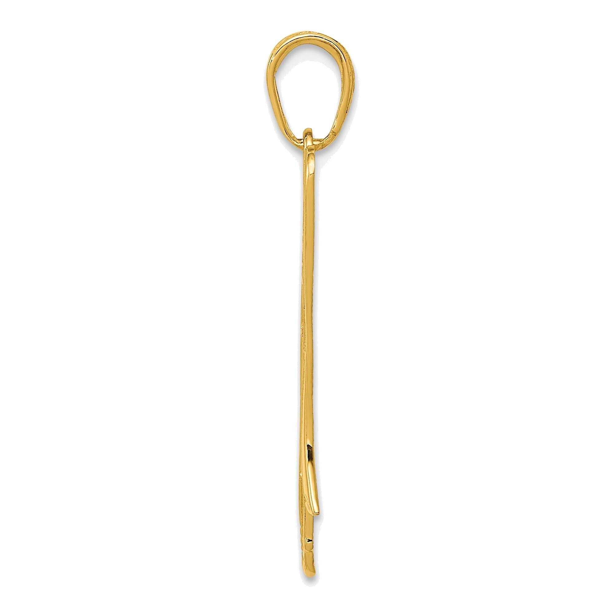 14K Yellow Gold Trombone Pendant - Elegant Jewelry for Music Lovers