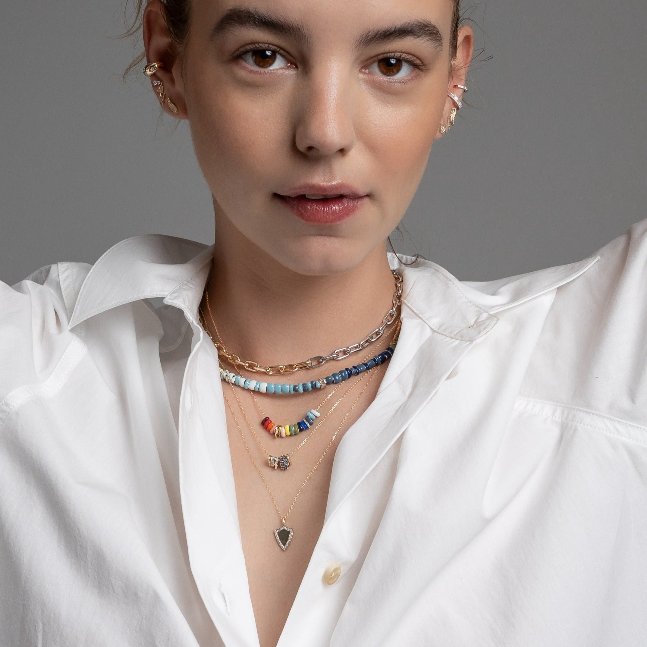 5.3mm Mixed Metal Italian Chain Link Necklace for Women - Dainty Layering Necklace, Gold & Silver Jewelry Gift for Her - Perfect for Everyday Wear, Date Night & Special Occasions