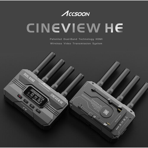 Accsoon CineView HE Multi Spectrum Wireless Video Transmission System for Filmmakers - HD Wireless Video Monitor for DSLR, Mirrorless & Cinema Cameras - Perfect for Live Streaming, Film Production & On-Set Monitoring