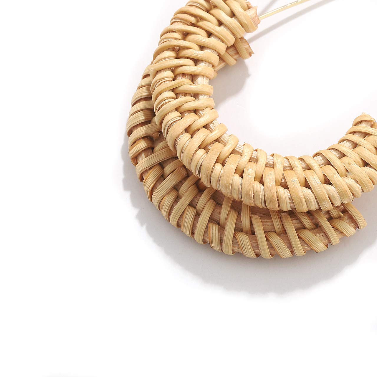 Handmade Rattan Hoop Earrings for Women - Lightweight Straw Wicker Braid Drop Dangle Earrings - Boho Fashion Jewelry for Summer, Beach, and Casual Wear