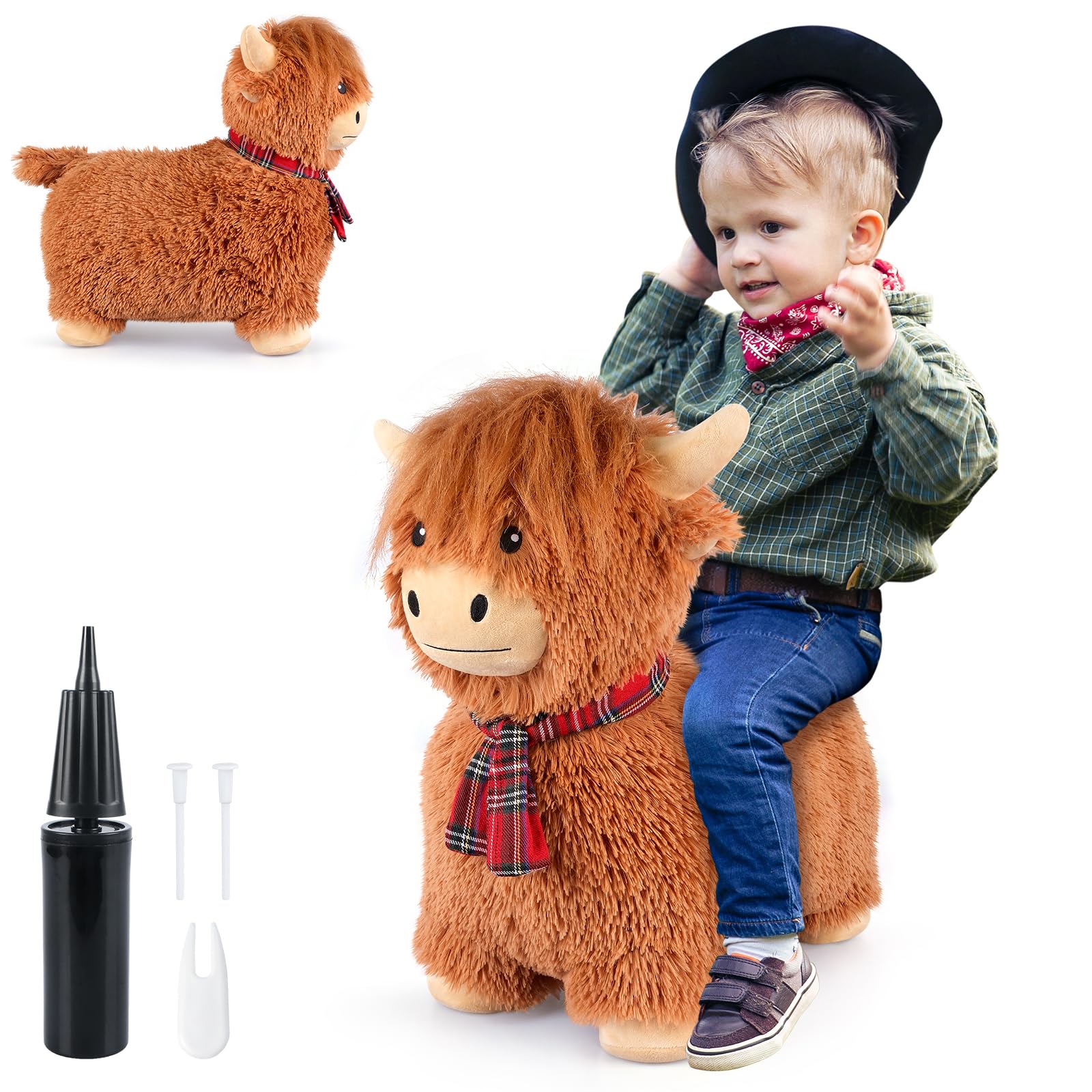 **Inflatable Highland Cow Hopper Toy - Bouncy Ride-On Animal for Toddlers & Kids - Indoor/Outdoor Plush Bouncer - Fun Birthday Gift & Playtime Activity**    *(Perfect for Playrooms, Backyards, Birthday Parties & Active Play - Encourages Exercise & Imagination!)*