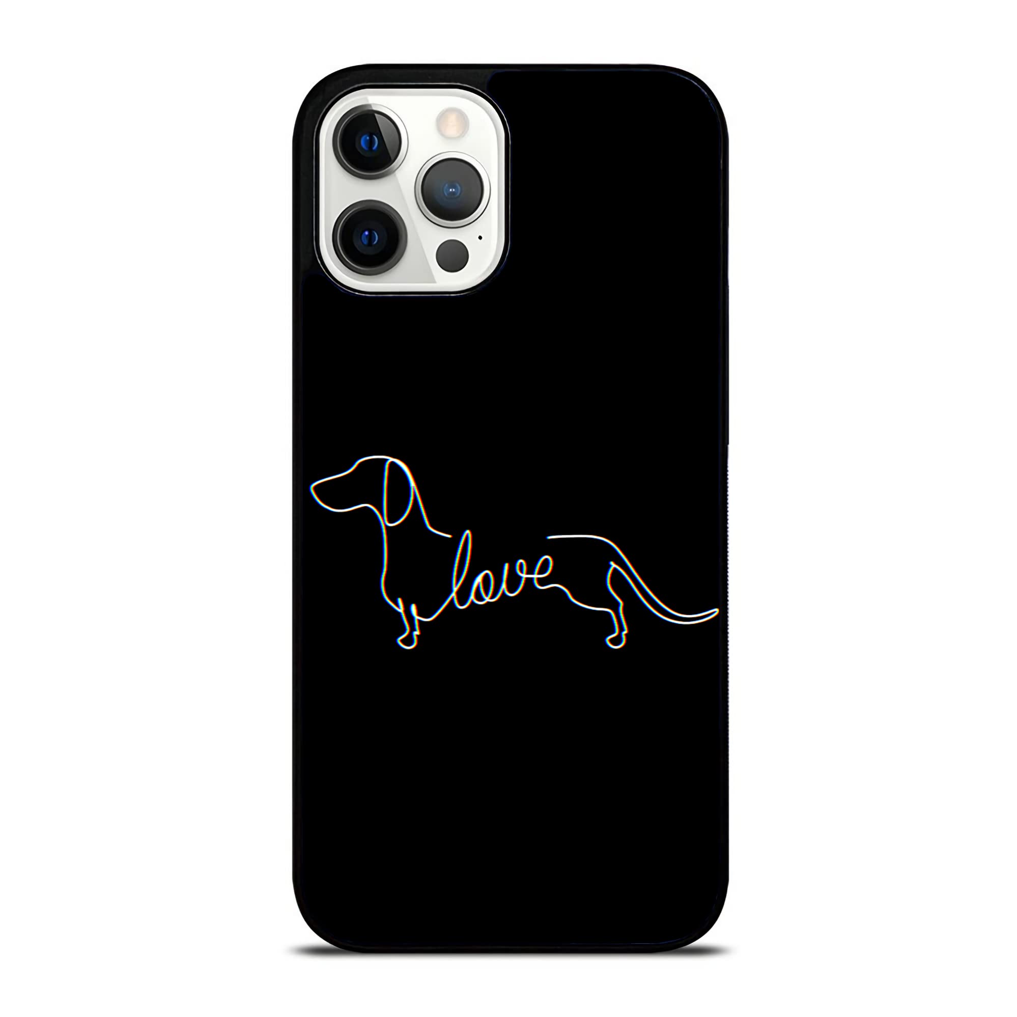 Dachshund Chiweenie Wiener Dog Love Art Sketch Phone Case - Compatible with iPhone 14/13/12/11/X/XS/XR/8/7/6/6s Plus/Mini/Pro/Max - Perfect Gift for Dog Lovers & iPhone Users