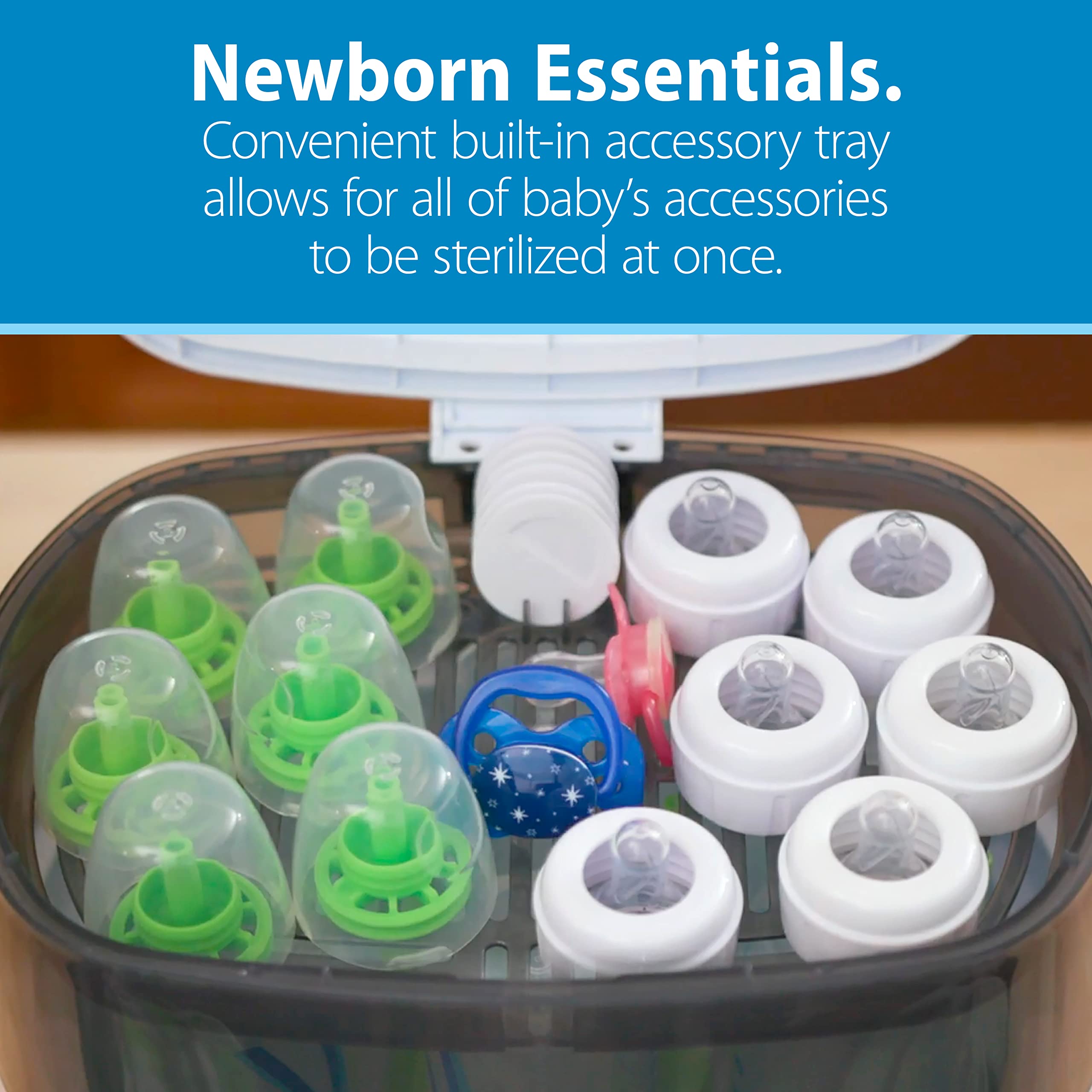 Dr. Brown's Deluxe Bottle Sterilizer & Baby Bottle Cleaning Kit with Sponge, Scrubber & Brush - Perfect for Newborns & Infants - Safe & Effective Bottle Sterilization for Daycare, Travel & Home Use