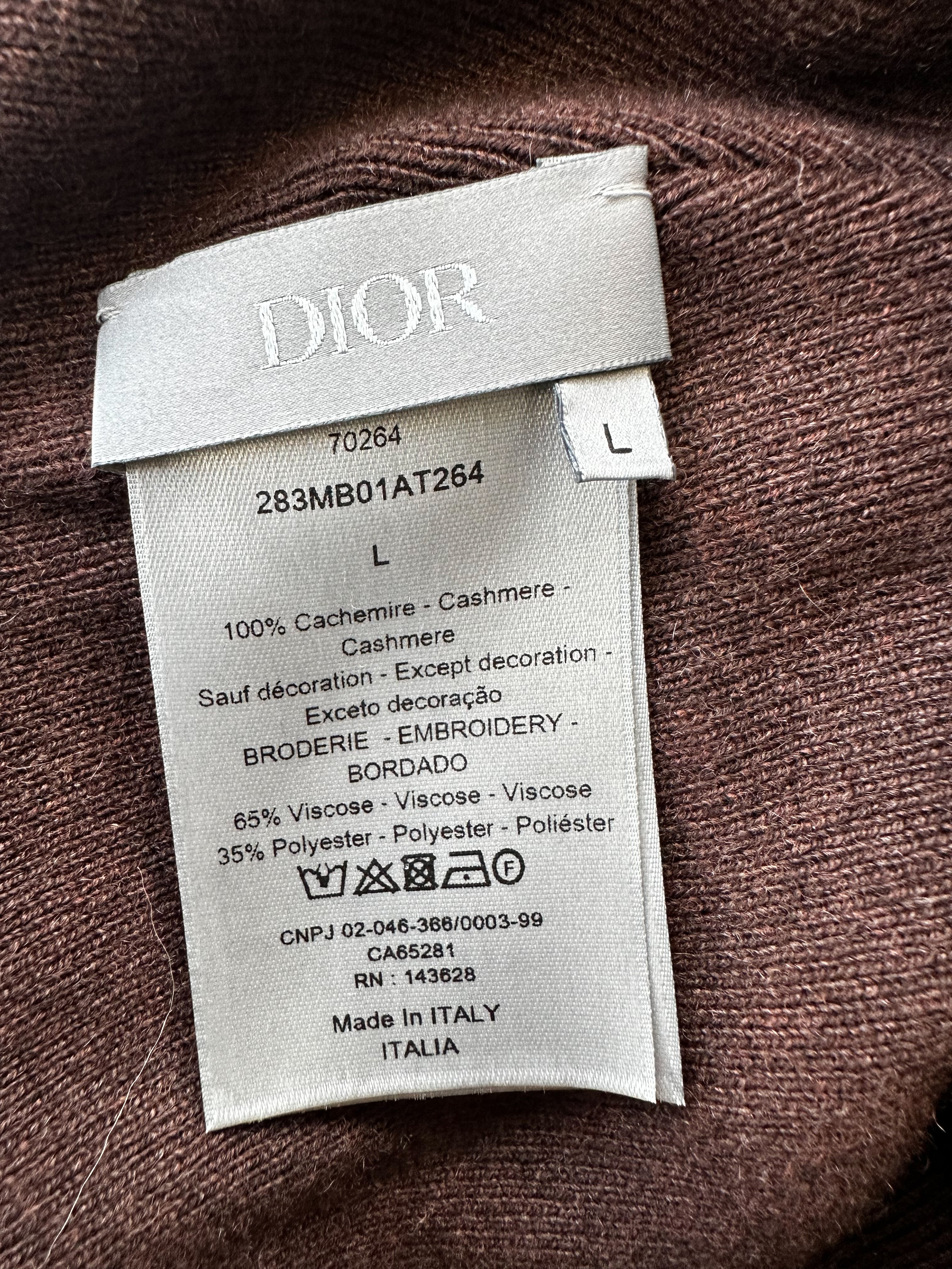Dior Cactus Jack Brown & White Embroidered Logo Cashmere Beanie - Luxury Winter Hat for Men & Women - Perfect for Cold Weather & Streetwear Fashion