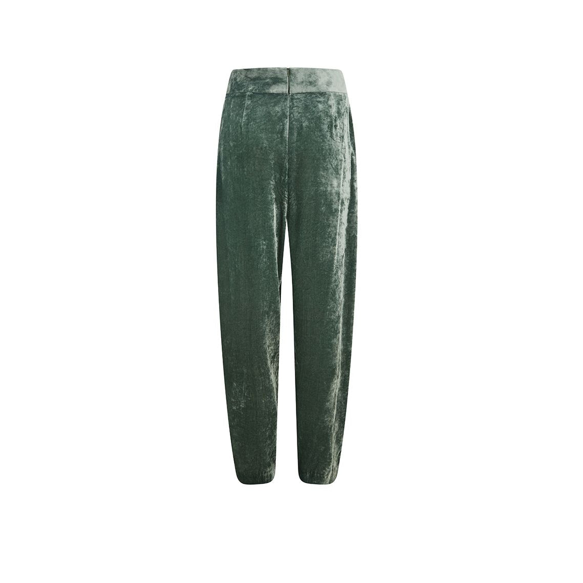 Luxury Velvet Green Trousers for Women - High Waisted Stretch Comfort Pants - Elegant Casual & Party Wear for Fall Winter Fashion