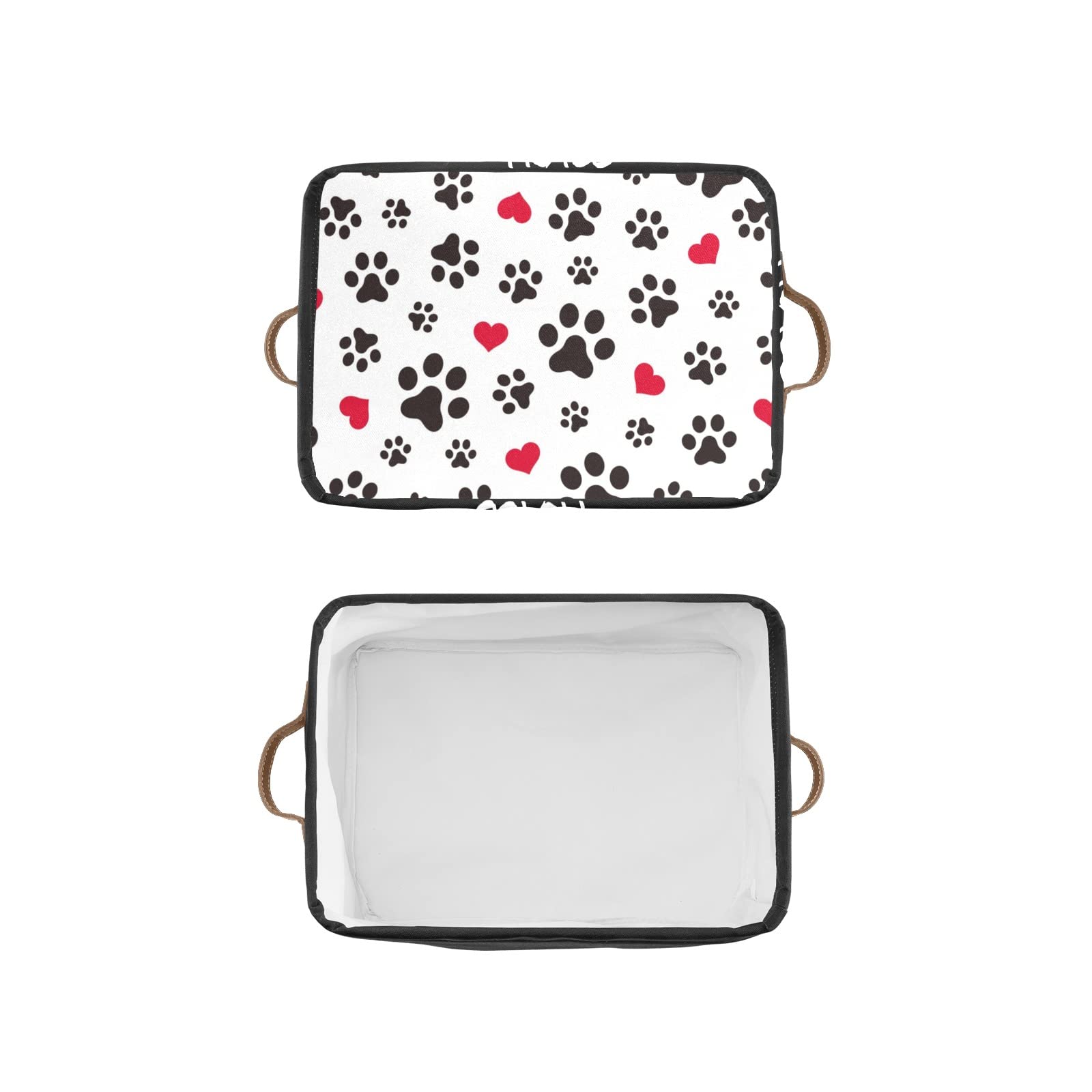 Personalized Dog Paw Love Hearts Storage Bins - 4 Pack Durable Cube Organizers with Handles for Shelves, Wardrobe, Nursery & Toy Storage | Perfect for Pet Lovers' Home Organization