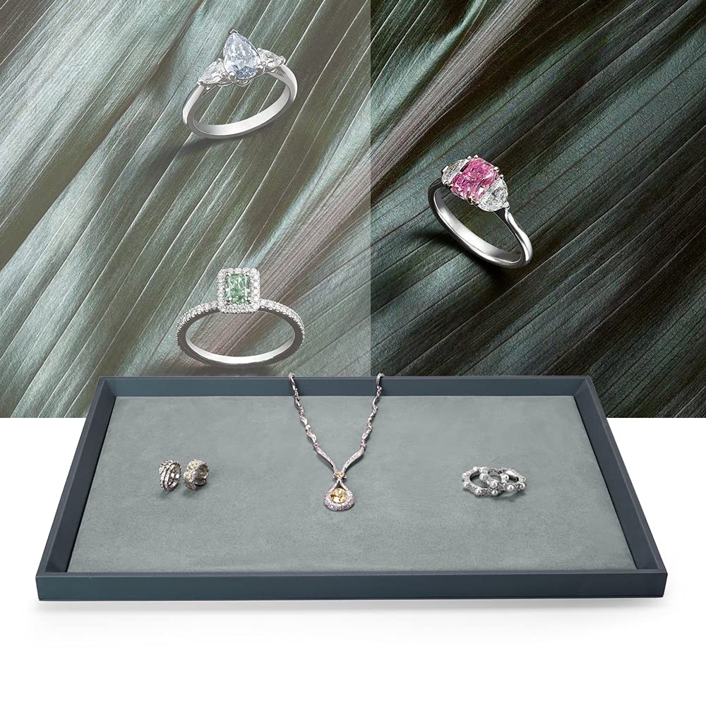 Oirlv Premium Leather Jewelry Tray - Large Jewelry Organizer & Display Plate for Necklaces, Rings, Watches | Elegant Dresser & Nightstand Catchall Tray for Home Decor & Gift Ideas