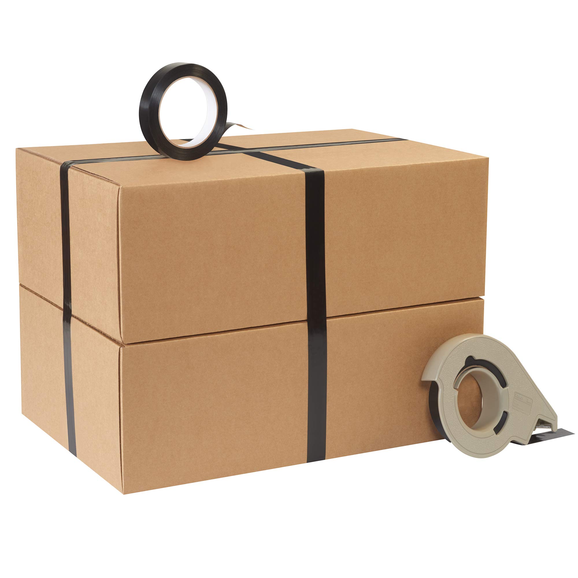 Tape Logic TLT977197 Black Tensilized Poly Strapping Tape - 2.7 Mil Thick, 1 Inch x 60 Yards (72 Rolls per Case) - Ideal for Shipping, Packaging, Bundling & Securing Heavy Loads