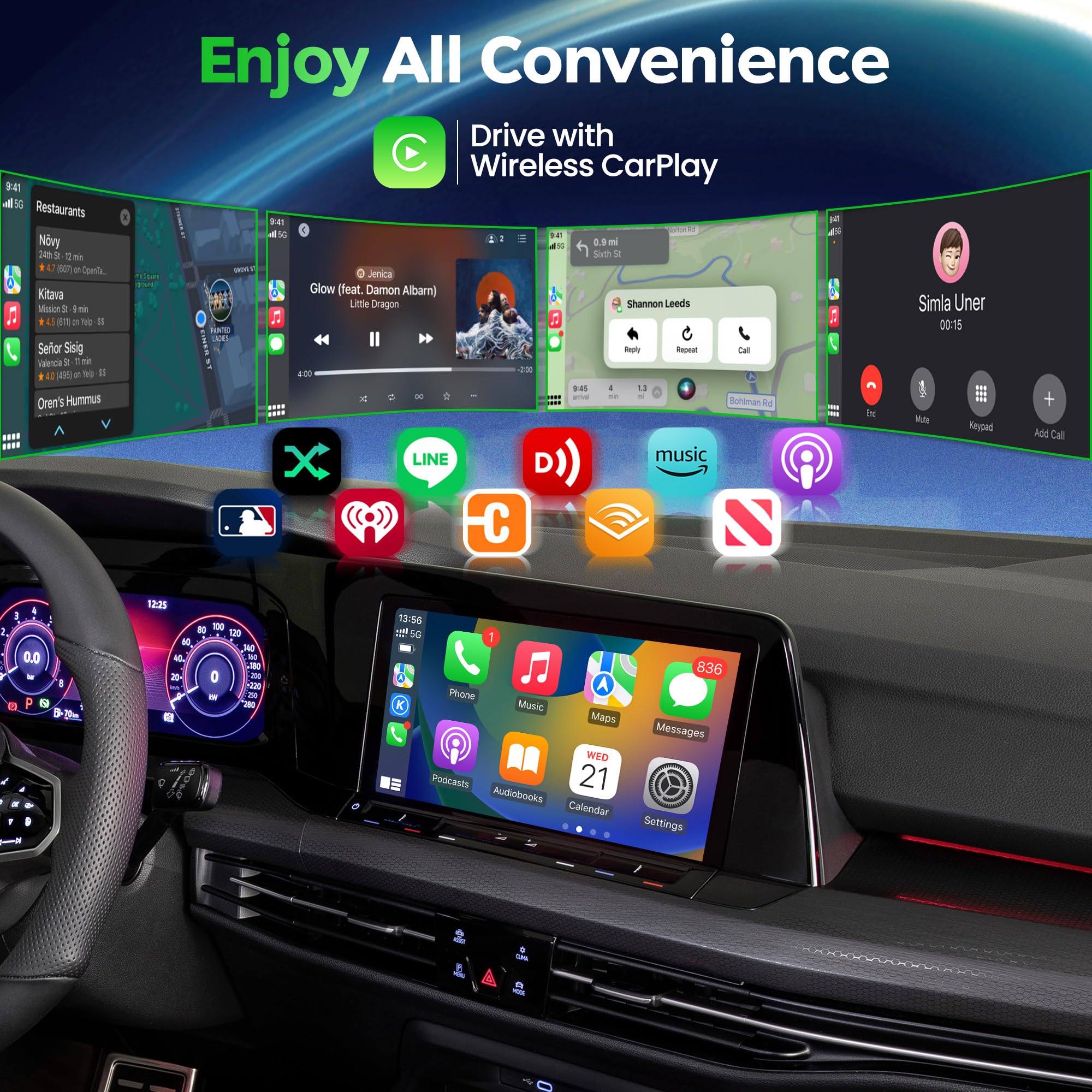 MMB Mini Wireless CarPlay Adapter 2025 - Fastest Plug & Play CarPlay Wireless Dongle for iPhone - Convert OEM Wired CarPlay to Wireless - Compatible with 2017+ Car Models - Perfect for Commuting, Road Trips & Hands-Free Driving