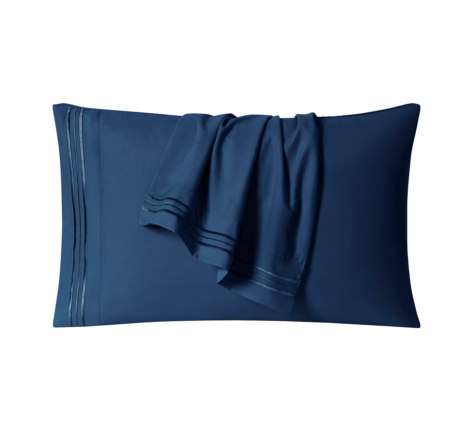 Ultra Soft Clara Clark Standard & Queen Size Pillow Cases Set of 2 - Lightweight Microfiber Pillow Covers with Envelope Closure in Navy Blue - Perfect for Bedroom, Guest Room & Hotel Use
