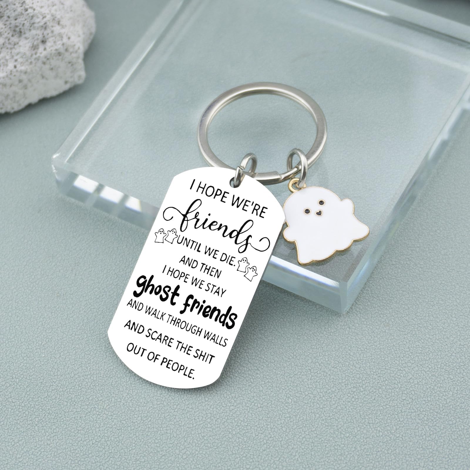 Best Friend Keychain Gifts for Women - Cute Ghost Keyring for BFF Birthday, Halloween, Mother's Day - Friendship Gifts for Besties - Perfect for Everyday Carry, Gift Giving & Special Occasions