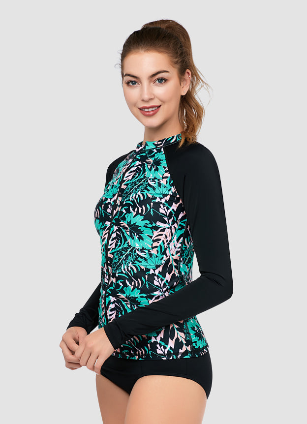 Wild Reverie UPF 50+ Long Sleeve Zip Rash Guard Sun Shirt - Perfect for Surfing, Swimming & Outdoor Water Sports