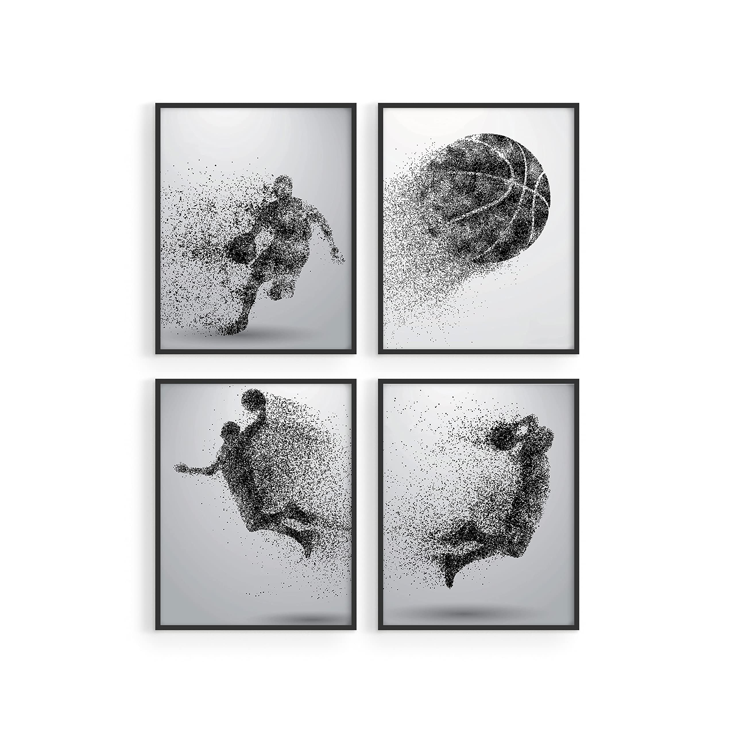 Basketball Wall Art Prints - Set of 4 (8x10) Unframed Sports Posters for Boys Room, Teen Bedroom & Man Cave Decor - Perfect for Basketball Fans, Kids Room & Game Room Wall Decor