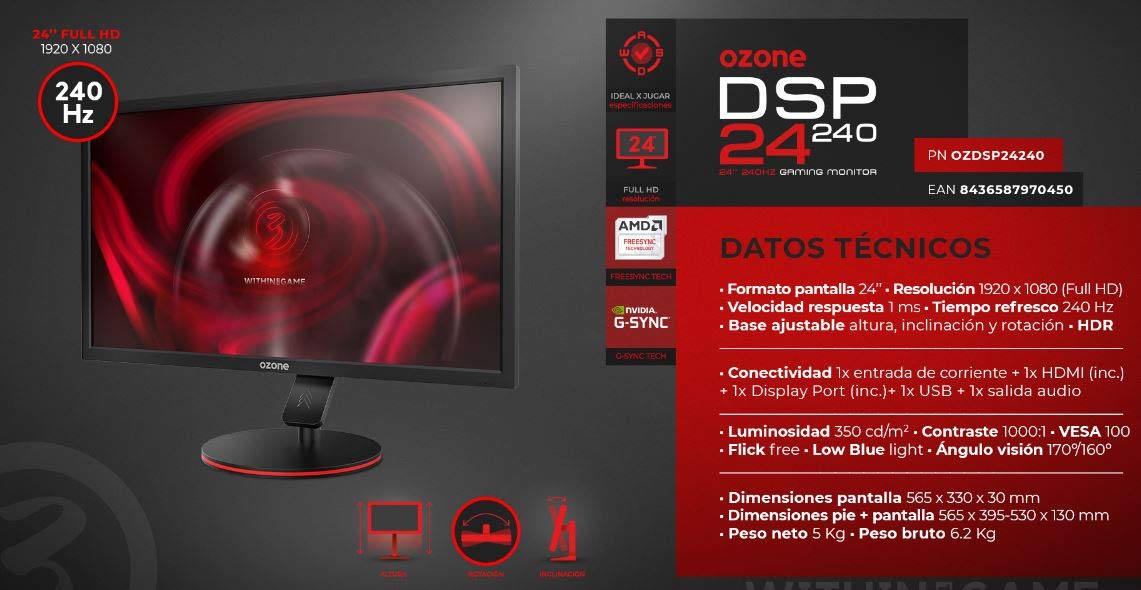 OZONE GAMING DSP24 240Hz Monitor - 24