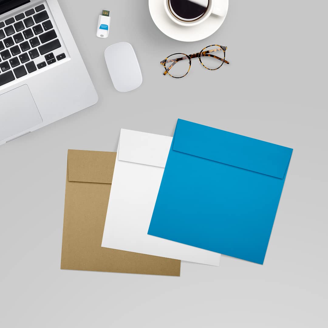Premium Square Invitation Envelopes 5x5 Inches - Self-Sealing Peel & Press Design - 80lb Text Weight - Pool Blue - 1000 Pack - Perfect for Wedding Invitations, Greeting Cards, Party Favors and Business Correspondence