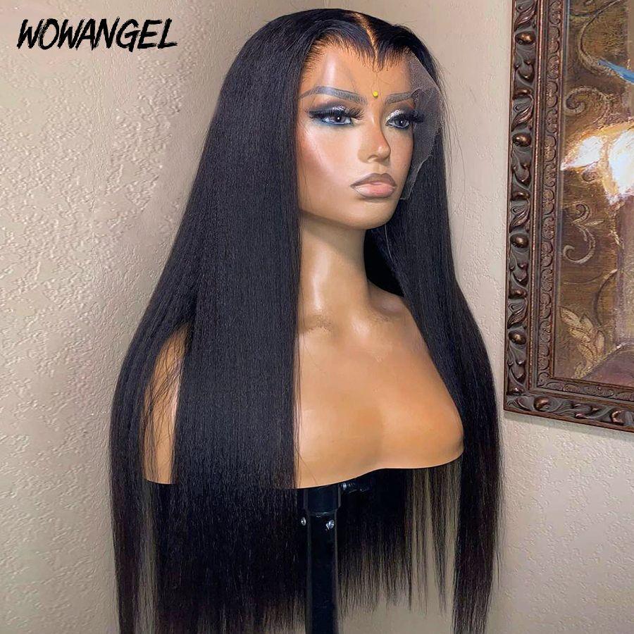 WOWANGEL Coarse Yaki Straight 13x6 HD Lace Front Wig - Natural Hairline & Skin-like Scalp | Perfect for Daily Wear, Cosplay & Special Occasions