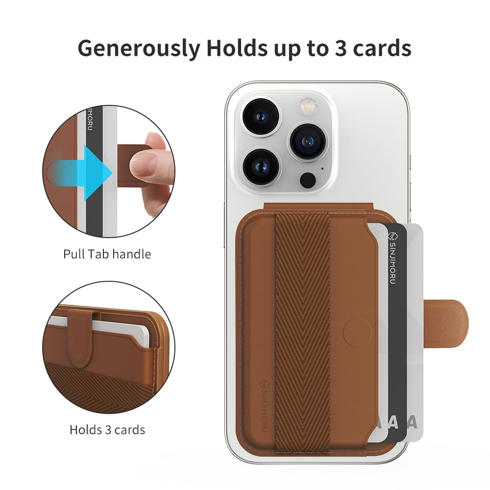 Sinjimoru Magnetic Wallet for iPhone with Adjustable Stand - M-Pull Tab Eject Design, MagSafe Compatible Phone Wallet (Marine Blue) | Perfect for Hands-Free Viewing, Secure Card Storage & Everyday Convenience