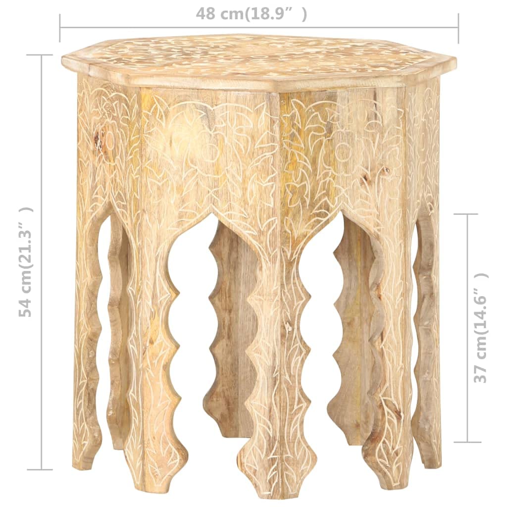 CHARMMA 18.9 Inch Solid Mango Wood Side Table - 9.74KG - Modern End Table for Living Room, Bedroom & Office - Sturdy Coffee Table Accent Furniture