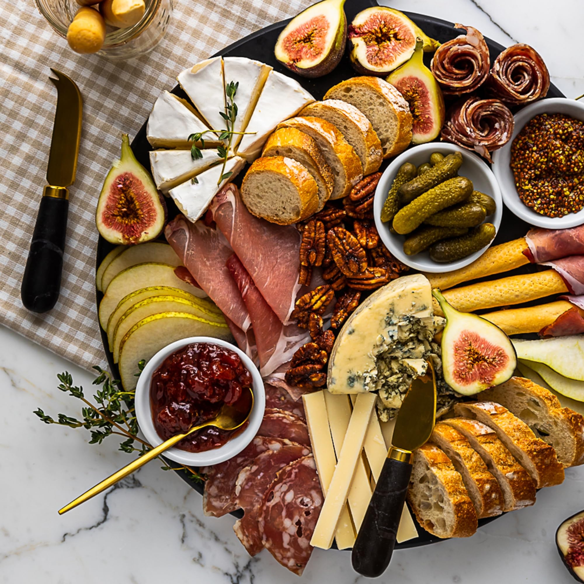 Premium Marble Cheese Knife Set - 4-Piece Stainless Steel Cheese Knives for Charcuterie Boards | Cheese Board Accessories & Charcuterie Tools | Perfect for Wine Parties, Housewarming Gifts & New Home Essentials