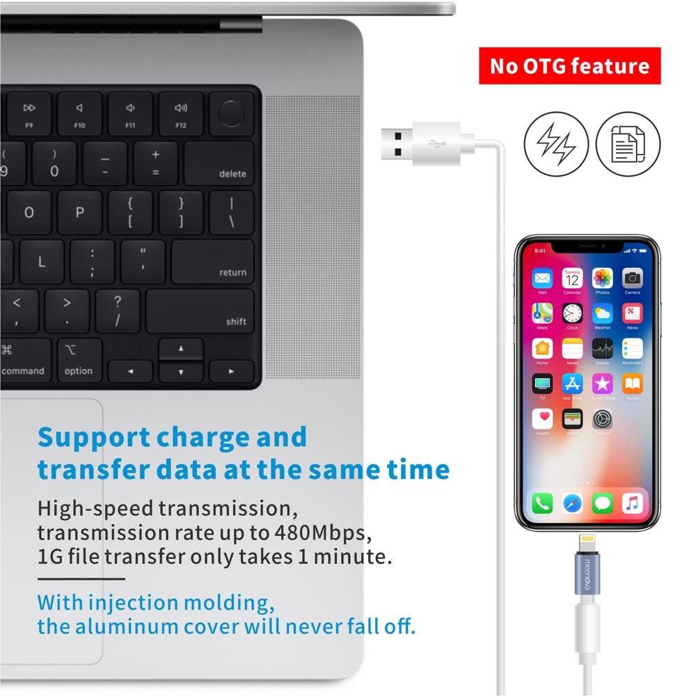 Meenoa 30W USB C to Lightning Adapter with Keychain Rubber Holder - Fast PD Charging for iPhone 14/13/12/11, AirPods Pro & iPod - Compact Travel Charger for Home, Office & Car Use
