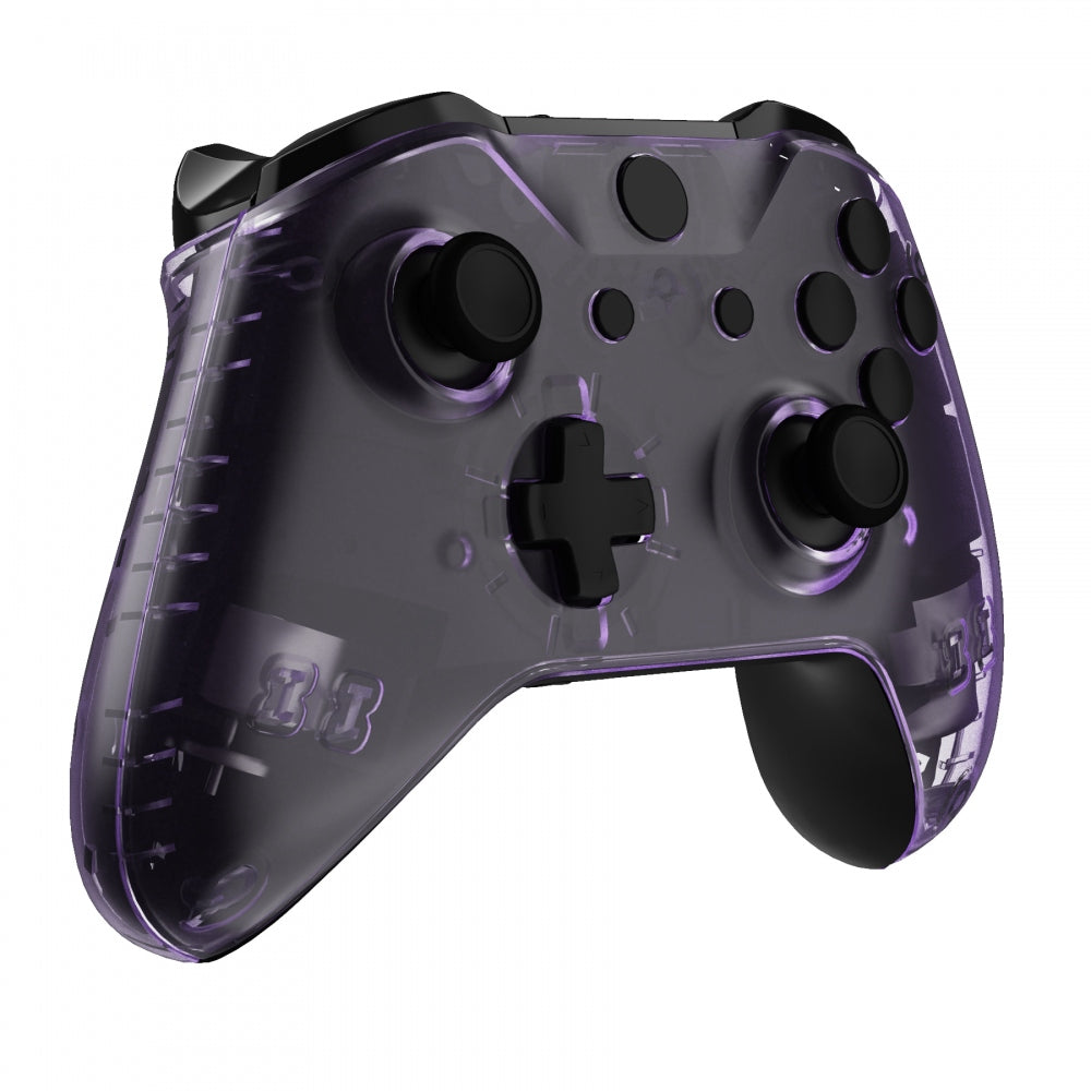 eXtremeRate Transparent Clear Atomic Purple Replacement Front Housing Shell with Side Rails Panel for Xbox One X & S Controller (Model 1708) - Perfect for Gaming, Customization & Controller Repair