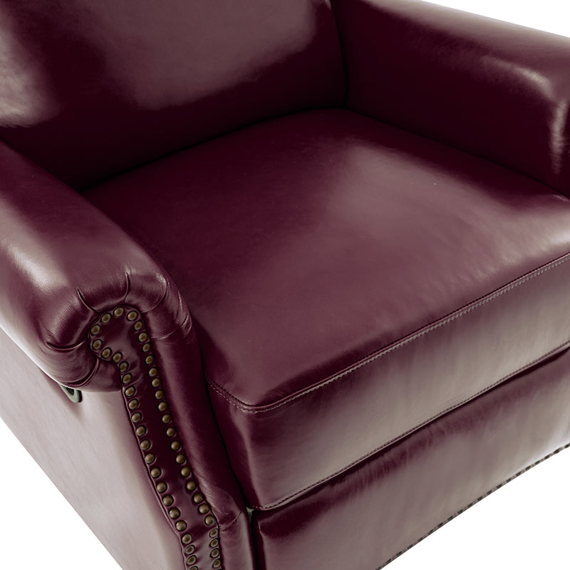 Martina Genuine Leather Manual Swivel Glider Recliner Chair - Comfortable Living Room Seating for Relaxing, Reading & Nursing