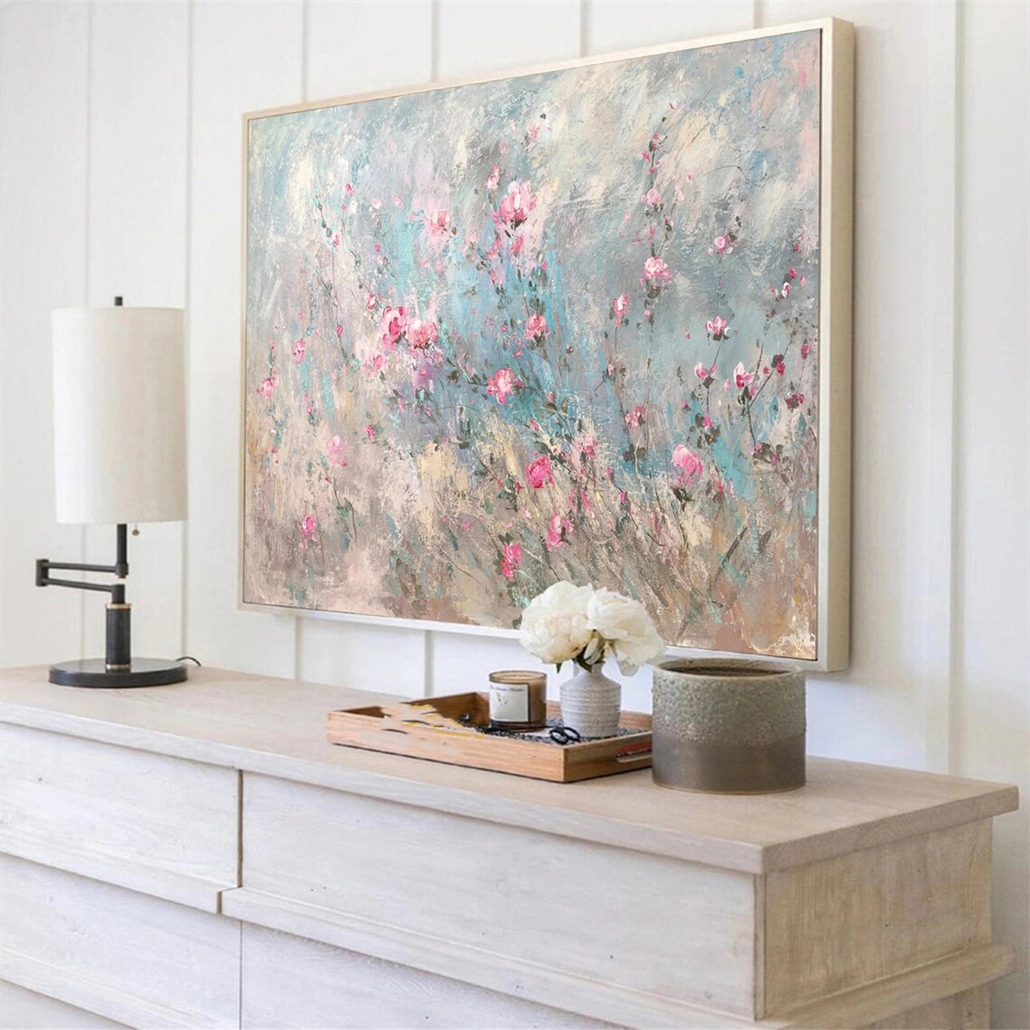 Beautiful Flower and Tree Painting #FT110 - Handmade Canvas Art for Home Decor, Office, Living Room & Bedroom Wall