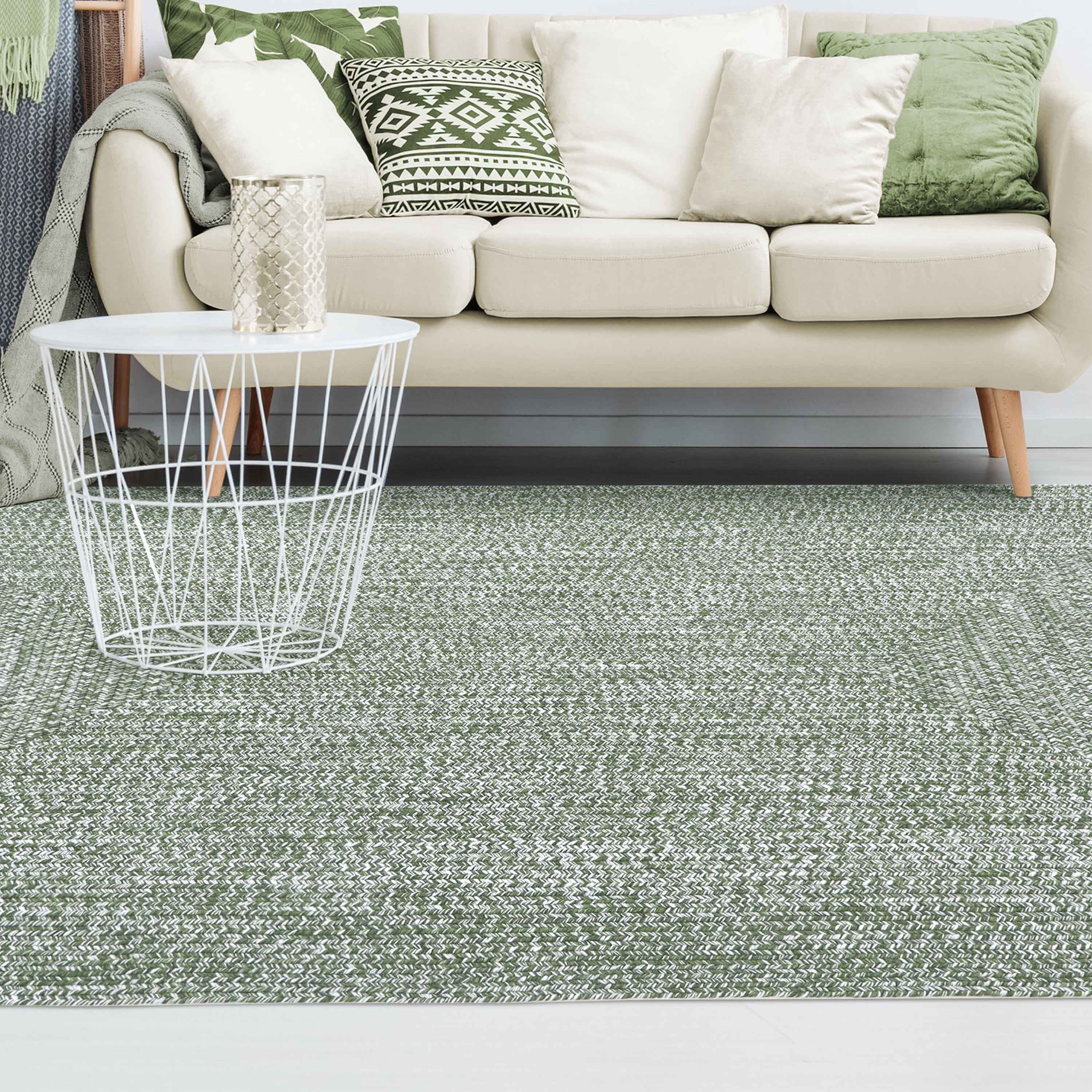 Two-Toned Braided Bohemian Area Rug - Indoor/Outdoor Use for Living Room, Bedroom, Patio & Deck - Soft & Durable Home Decor