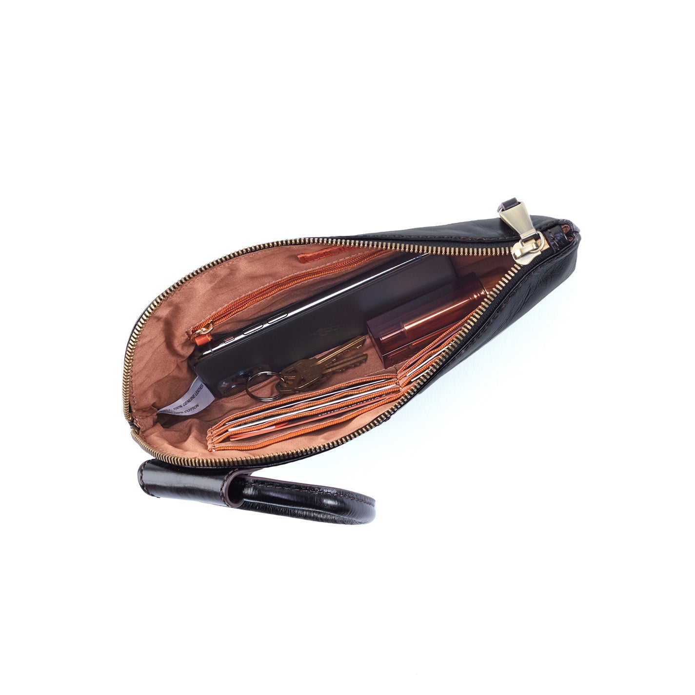 Premium Polished Leather Sable Wristlet - Elegant Black Clutch for Women | Perfect for Evening Parties, Weddings & Special Occasions