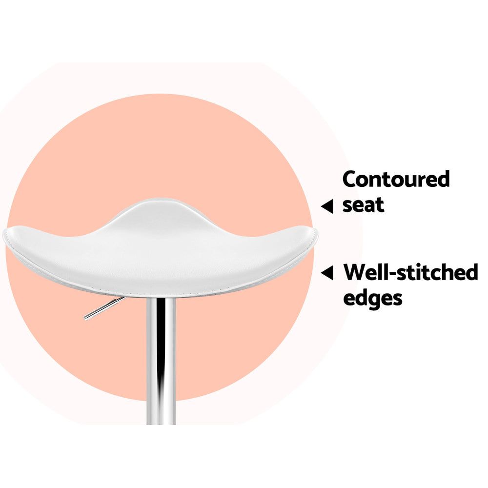 4 Bar Stools with Leather Upholstery & Gas Lift Mechanism in White - Perfect for Kitchen Islands, Bars & Dining Areas