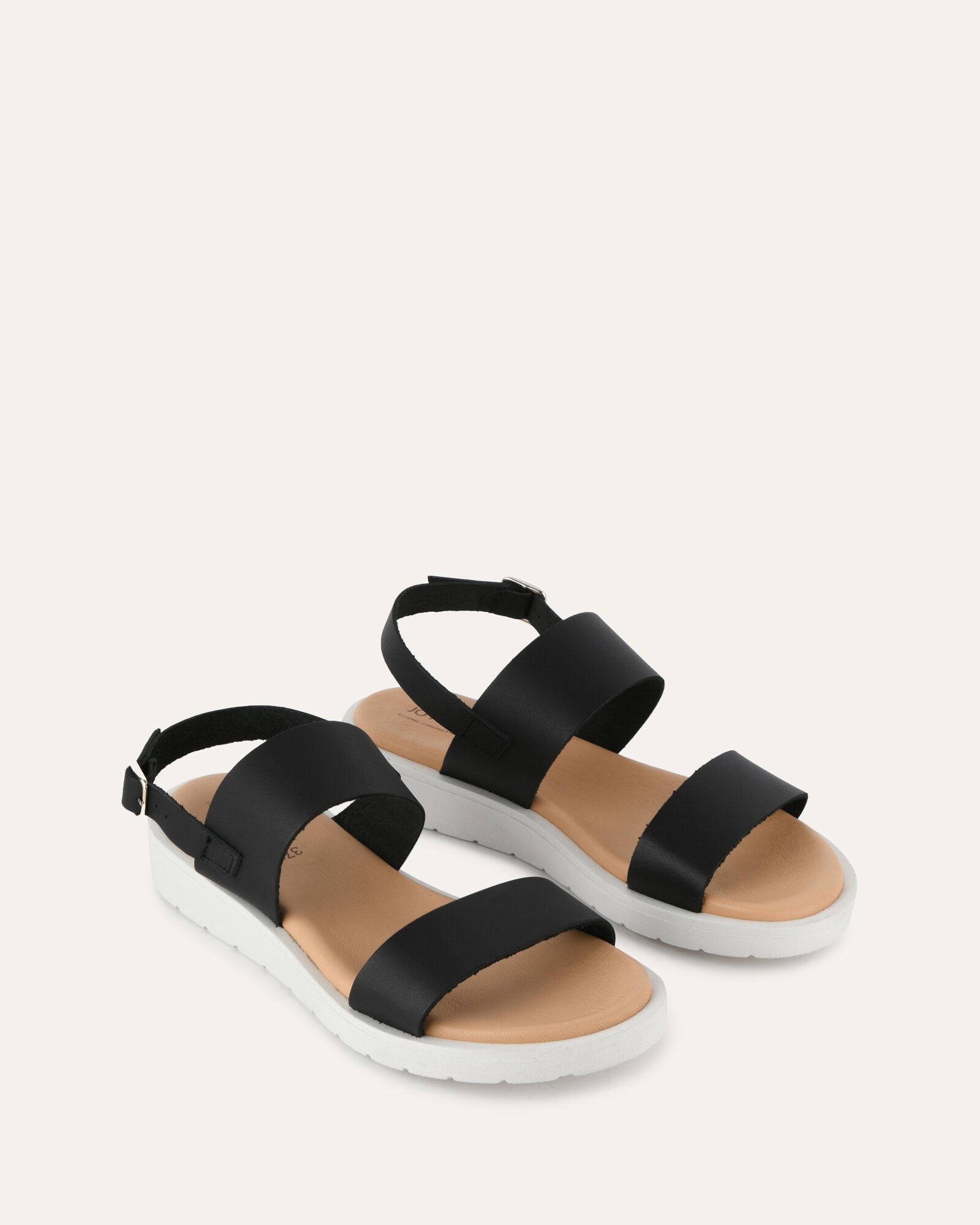 ROSALIE Women's Flat Sandals - Black Leather Comfortable Slides for Casual Wear, Beach, and Summer Outfits