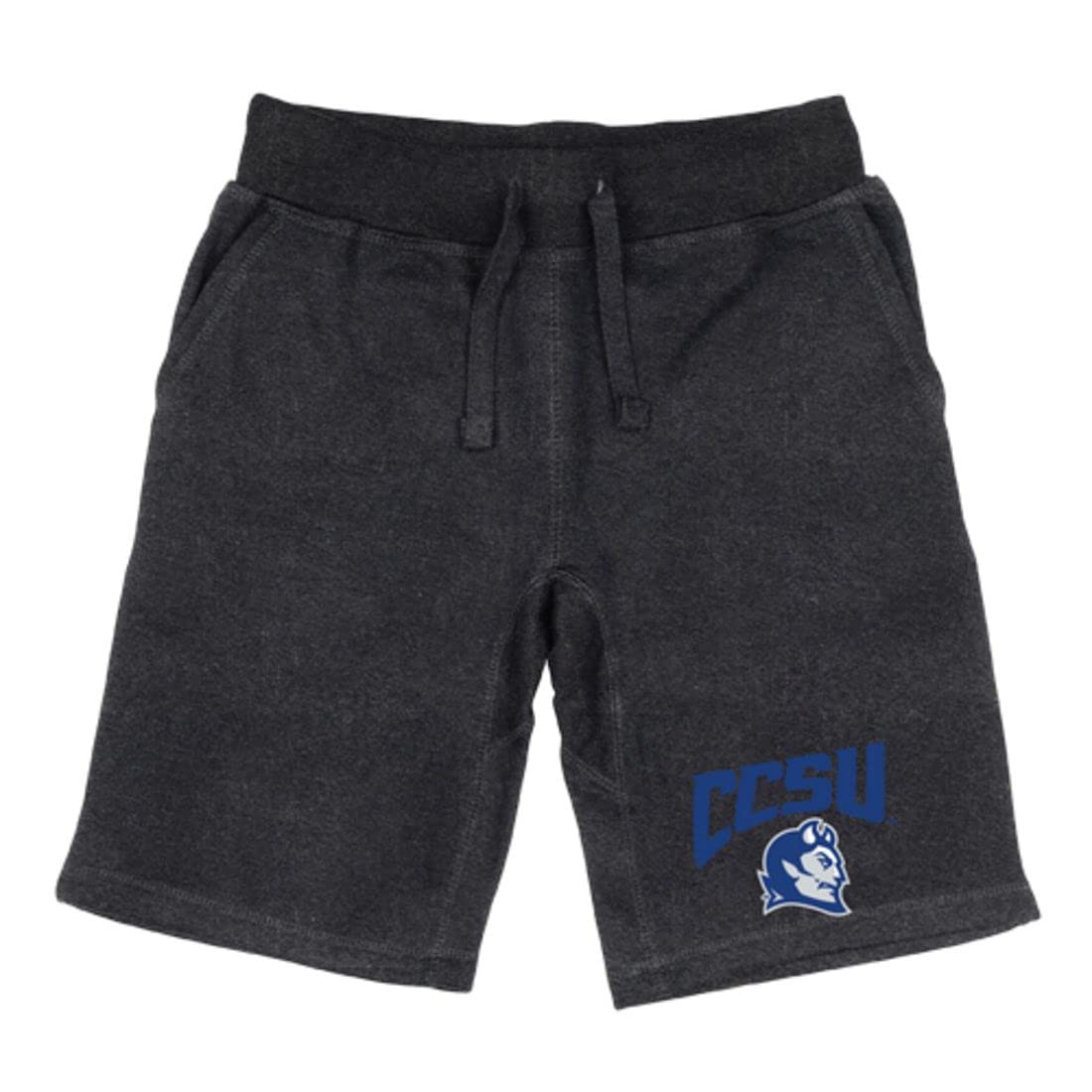 CCSU Central Connecticut State University Blue Devils Premium Fleece Drawstring Shorts - Heather Charcoal - Comfortable Athletic Lounge Shorts for College Fans, Gym & Casual Wear