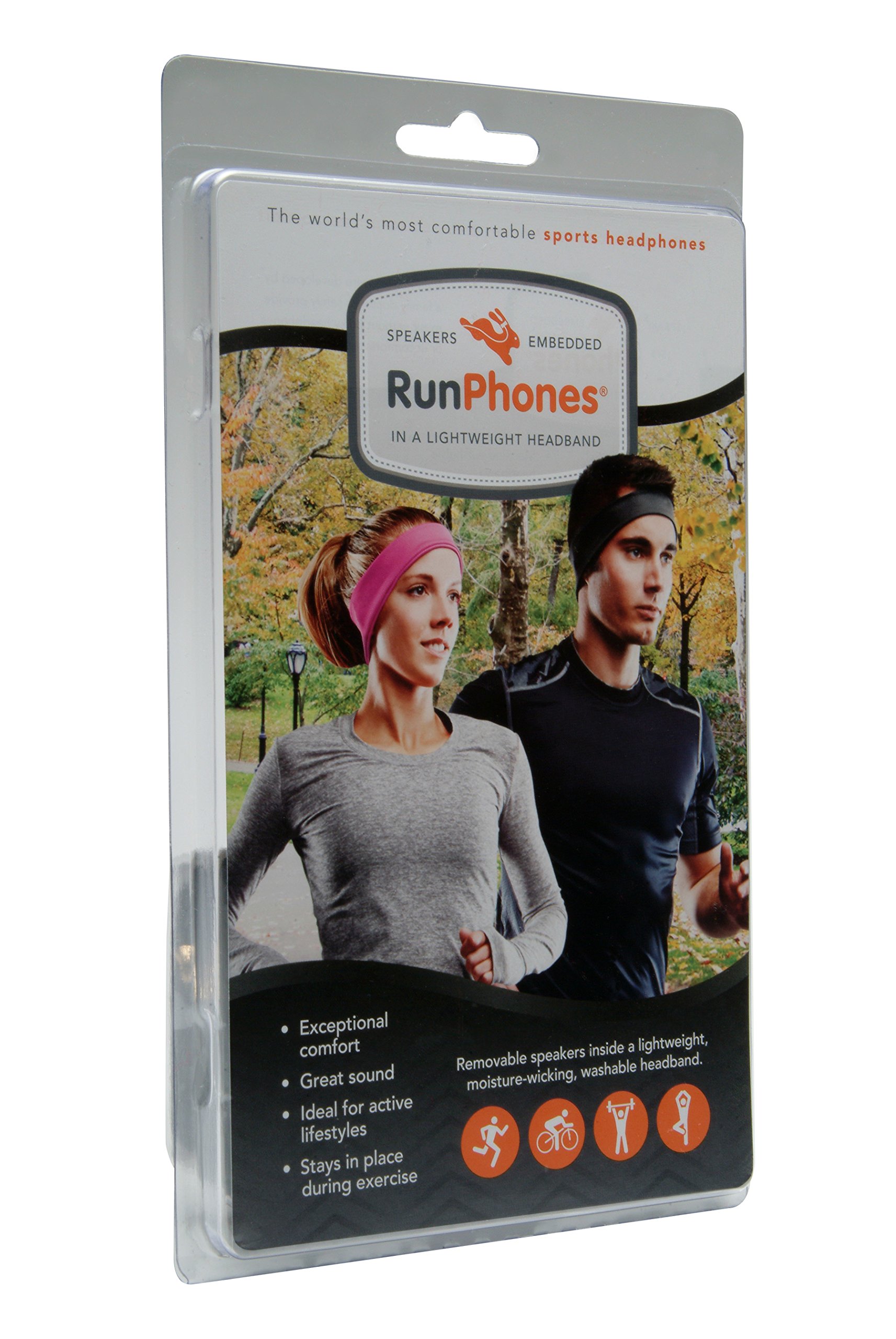 RunPhones Microphone Headphones - Wireless Sports Headphones with Built-in Mic, Comfortable Over-Ear Design (Orange, Small) - Perfect for Running, Gym Workouts & Outdoor Activities