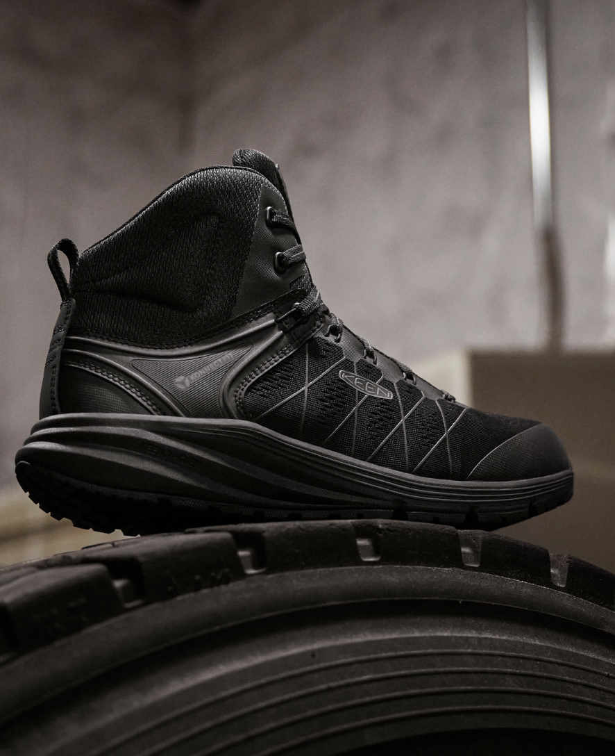 Women's Vista Energy Mid INT MET (Carbon Toe) Work Boots - Black/Raven - Durable Safety Shoes for Construction & Outdoor Work